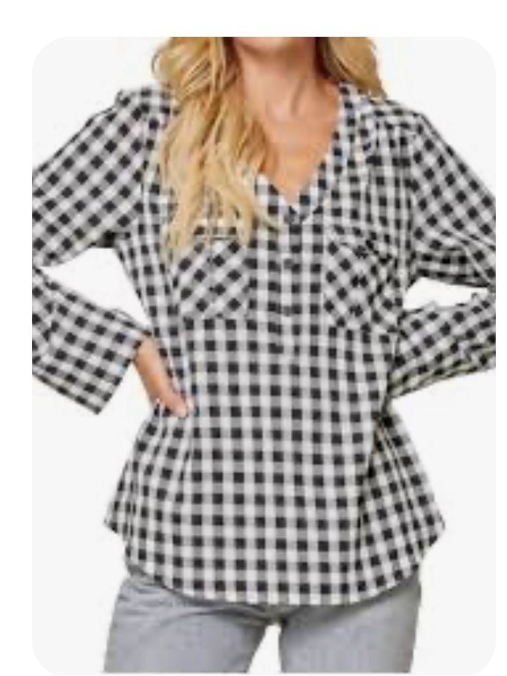 Andree Checkered Black/White‎ Top/Blouse Size 2X